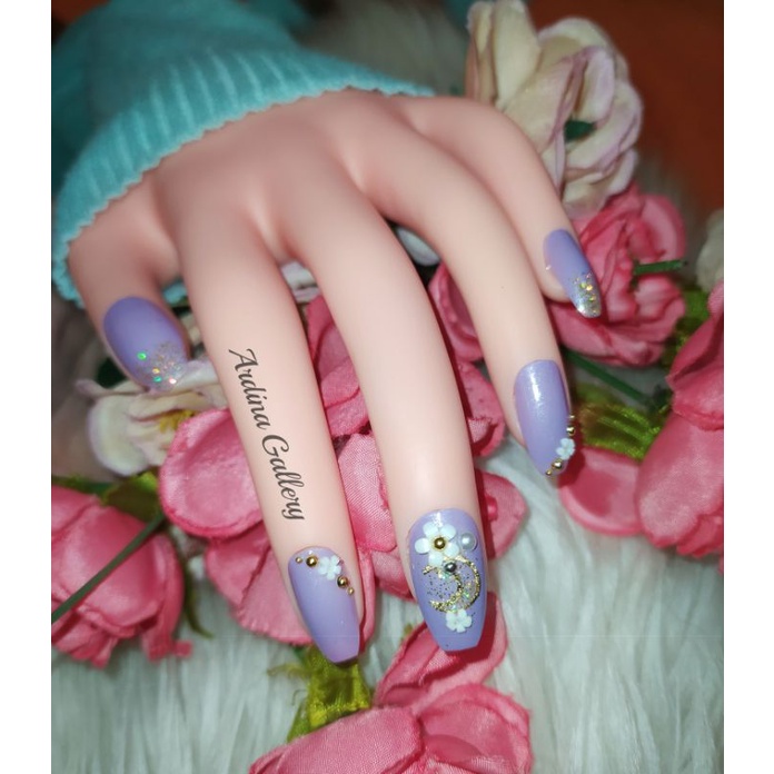 KUKU PALSU LILAC// KUKU PALSU UNGU TARO// FAKE NAIL WEDDING FREE LEM