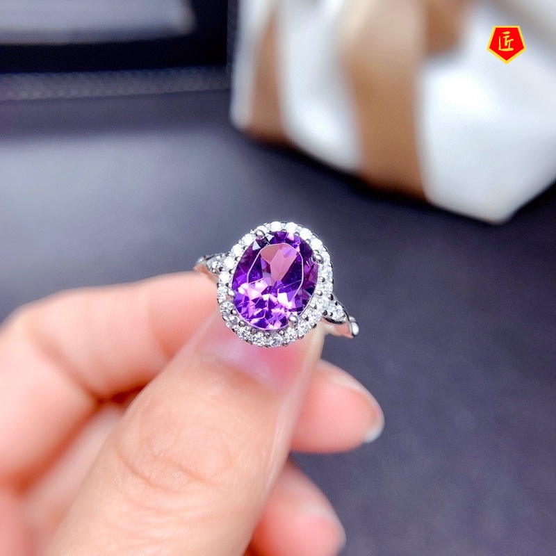 [Ready Stock]Elegant Simple Natural Amethyst Ring