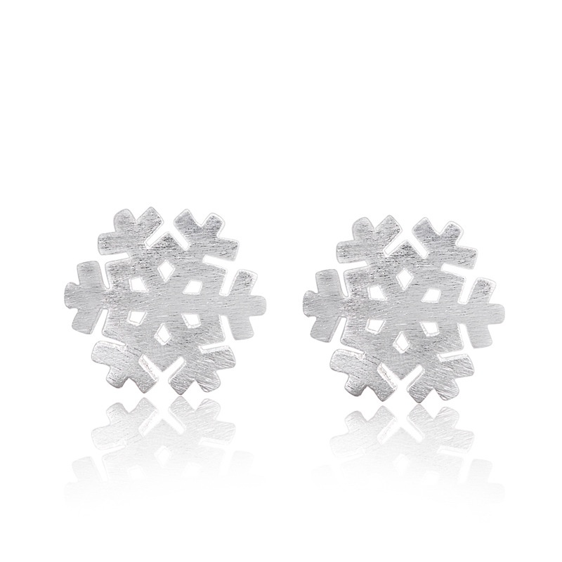Anting Stud Silver S925 Bentuk Snowflake Gaya Korea Untuk Wanita