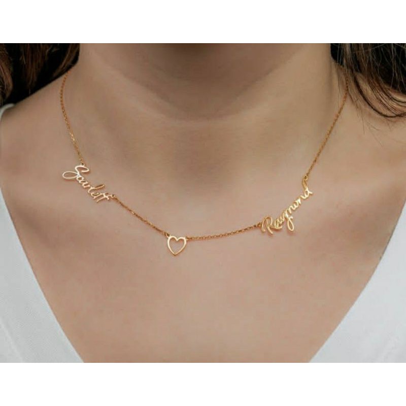kalung 2 nama lapis emas/aksesoris wanita/kalung kekinian/unik/perhiasan/jewelry/acc