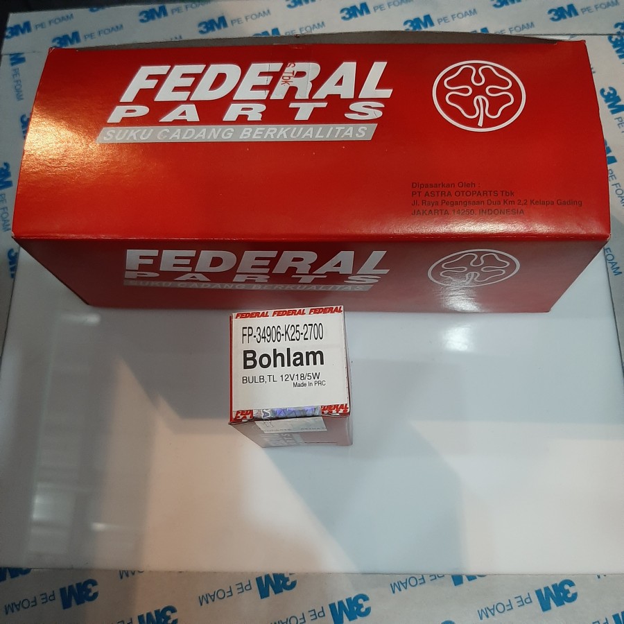 Bohlam / Bolam Rem FEDERAL Honda/Yamaha/Suzuki Universal 5W