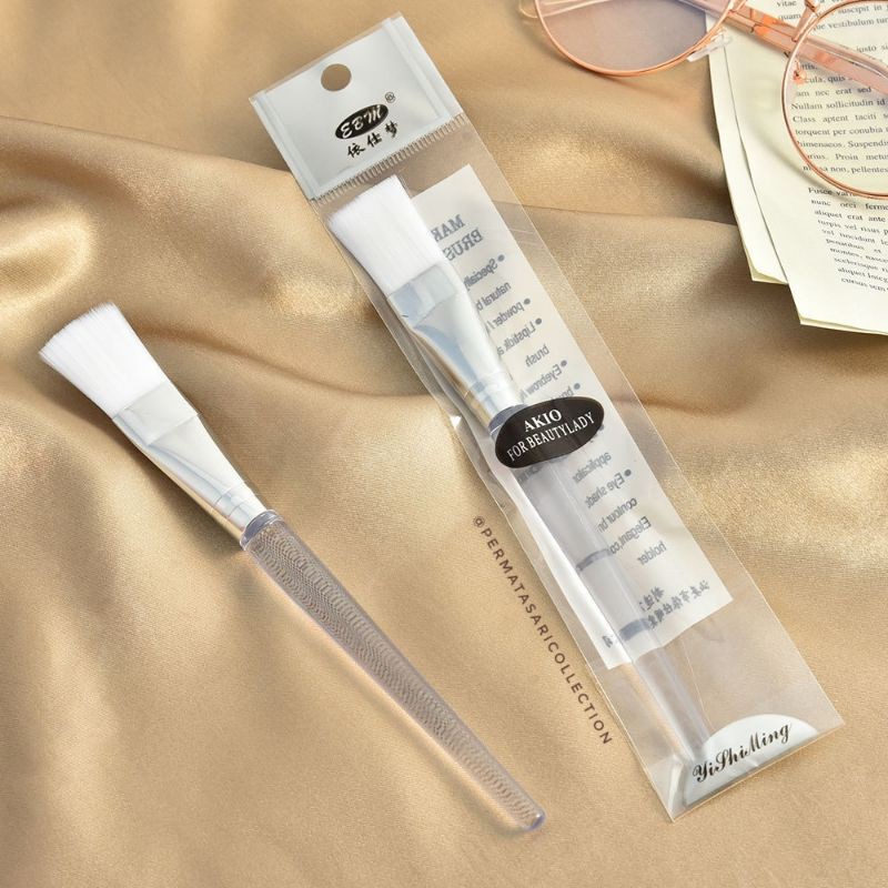Kuas Masker Akio Wajah Gagang Putih Pink Bening / Mask Brush Premium
