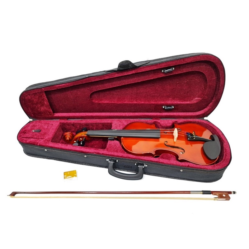 Biola Akustik Merk Vienna Ukuran 4/4 Natural Bonus Hardcase Bow Bridge Rosin Buat Pemula Belajar