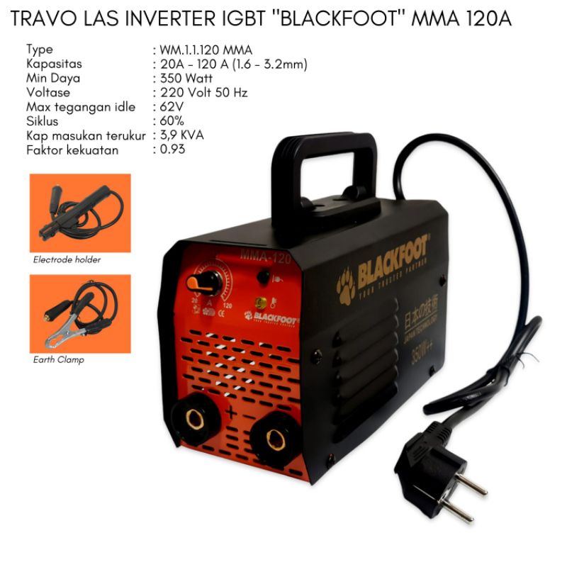 TRAVOLAS BLACKFOOT MMA120A 350 WATT / TRAFO LAS 350WATT / TRAVO LAS