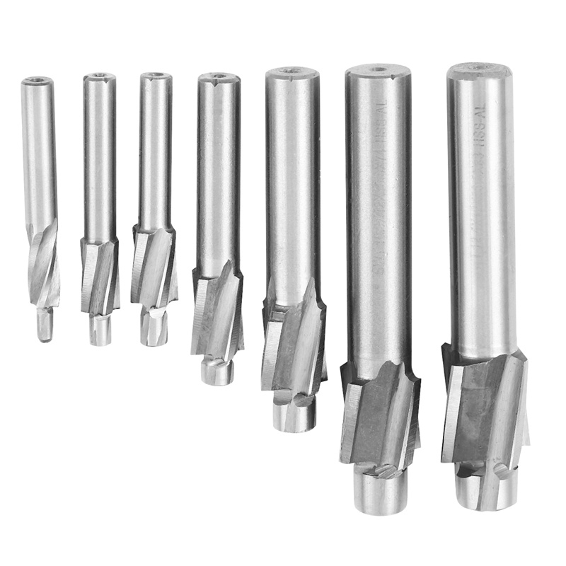 7Pcs Mata Bor Hss M3-M12 Counterbore Milling Cutter Pilot Slotting Tool End Mill Slotting