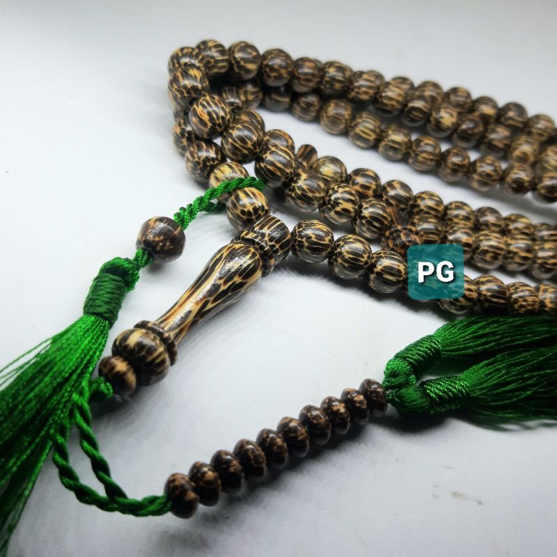 Tasbih Kayu Liwung Loreng Natural 99butir 8mm