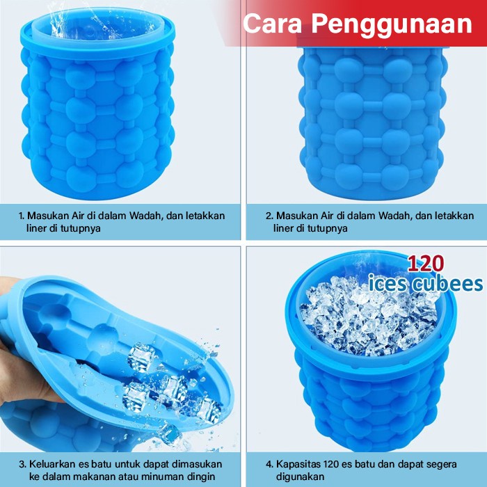 RS - Ice Cube Maker Cetakan Es Batu Silicone Ice Bucket Cetakan Es Batu Genie Ice Cube Maker 3D Silicone Mold Sudah Food Grade Cetak Pencetak || 1135-Silicone Grosir Barang Unik Murah Lucu - C01