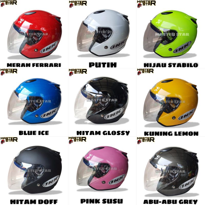 HELM INK CENTRO SNI Putih Hitam Doff Merah Marun Glossy Hijau Stabilo Pink Kuning Blue Ice SNI Grade