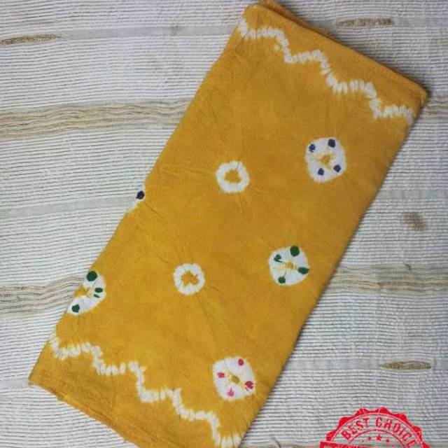 Kain Angkin Batik Syal Jumput Jumputan Solo Warna Kuning Kunyit