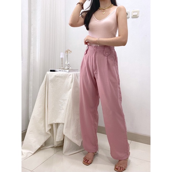 YORA Wide Leg Pants / Kulot Korea Casual / Celana Kantor Formal / Trousers Wanita P6