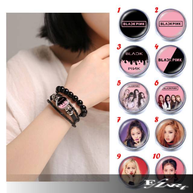 [EZ Art] Gelang Custom BLACKPINK KPOP Korea Jennie Rose Lisa Jisoo Elegan Kulit Kepang Multilayer