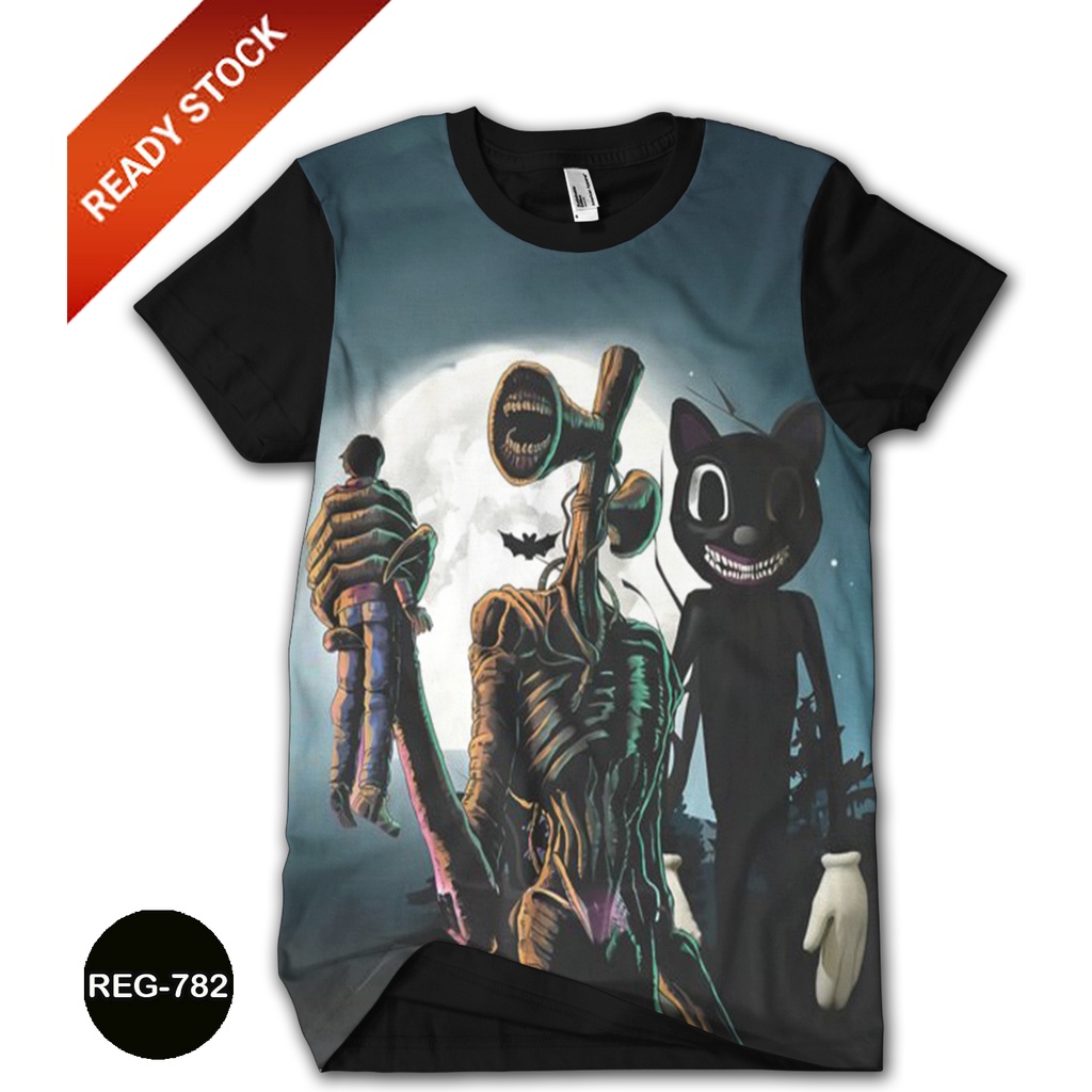 Kaos Cartoon Cat vs Siren Head Baju Anak dan Dewasa Kartun TV Animasi #REG-782