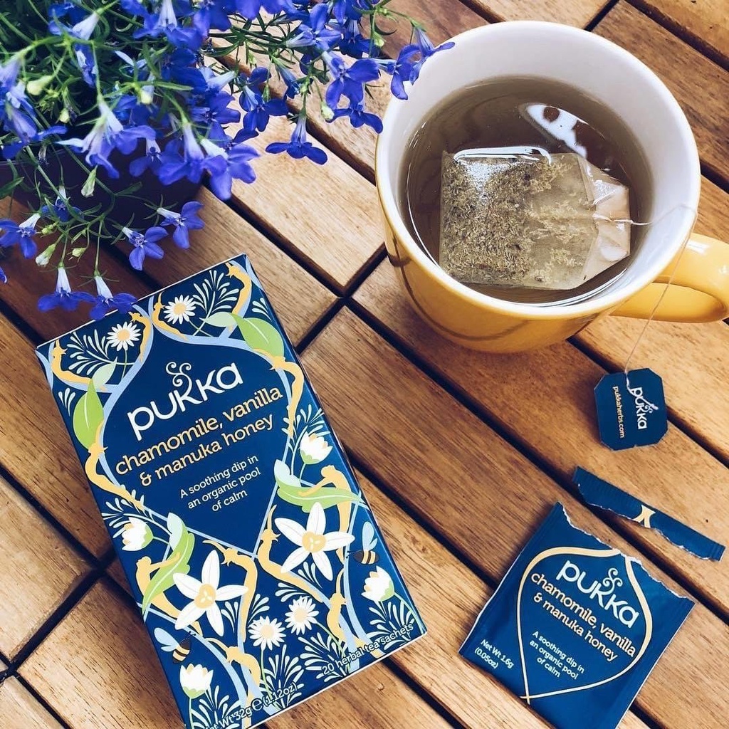 

Pukka ORGANIC Chamomile Camomile Vanilla Manuka Honey Herbal Tea Teh Herbal Calming Tea
