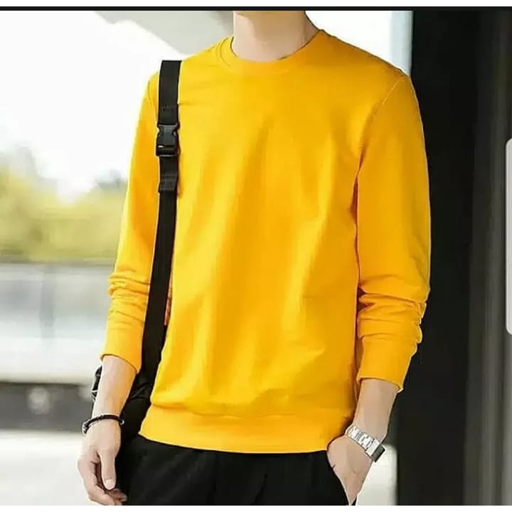 Crewneck Pria Wanita muda trendy Basic Polos Premium Bahan Fleece Tebal dan Halus Sweater Polos Harga Murah Size M L XL