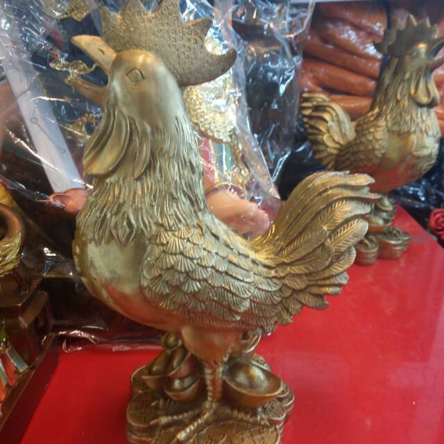 Patung Ayam Fengshui Logam