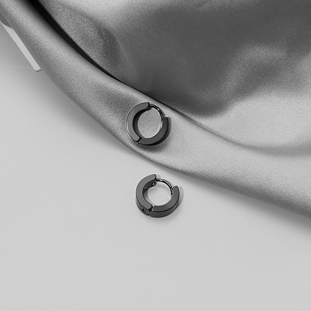 Anting Hoop Kecil Bahan Stainless Steel Warna Hitam Emas Silver Untuk Pria Dan Wanita