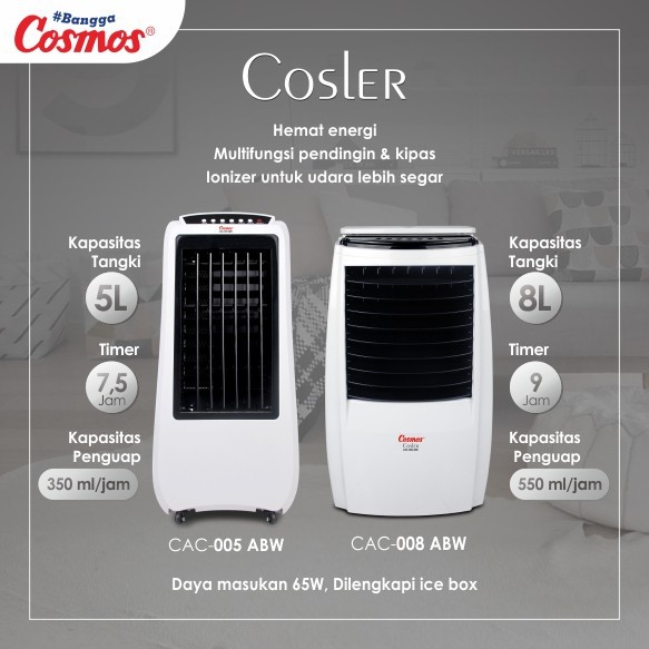 COSMOS Kipas Angin Air Cooler Kapasitas Air 5 Liter CAC 005 ABW - Garansi Resmi 1 Tahun