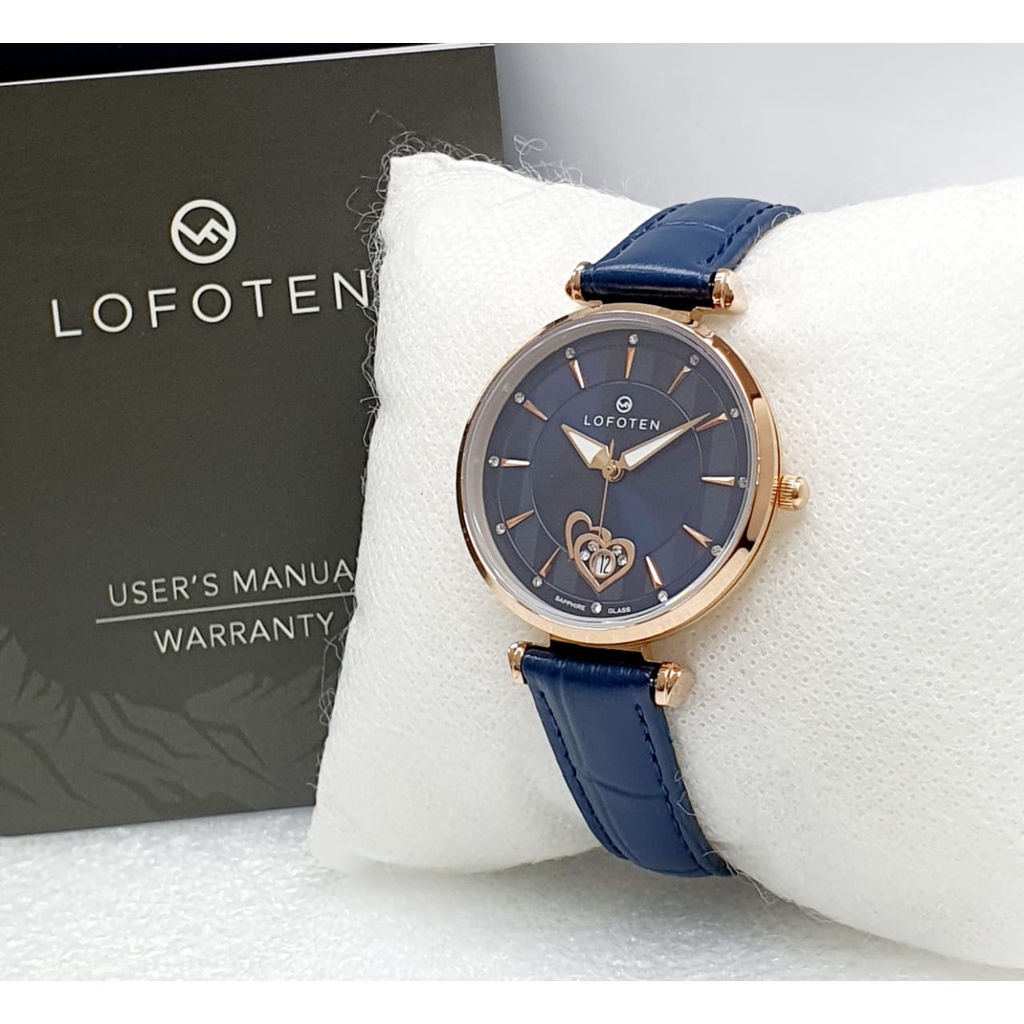Jam Tangan Lofoten 2318 Love Analog Strap Kulit Leather Fashion Wanita Original