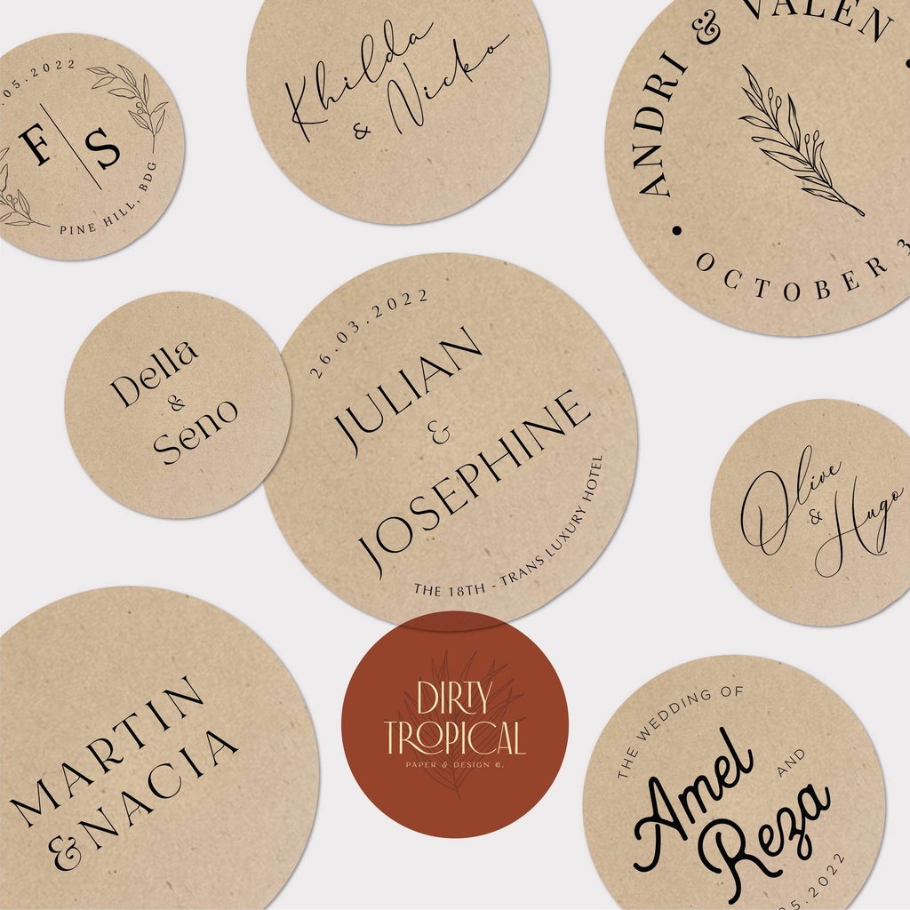 

Stiker Undangan, Stiker Kraft, Segel Amplop, Wedding Stickers, Envelope Seals, Souvenir Wedding
