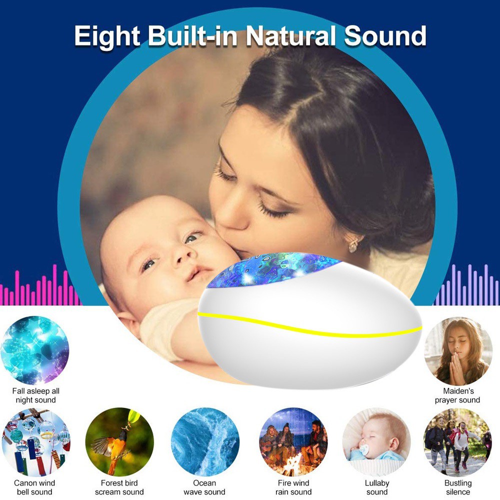 Lucky Stone Night Light Projection Lamp with Speaker and Remote - Lampu Proyektor Warna-Warni Keren