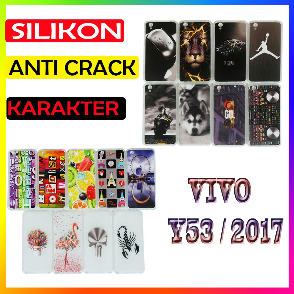 ANTI CRACK Vivo Y53 Case Casing Anti Shock 3D Motif Softcase Gambar Silikon Handphone Kasing HP Anticrack Sarung Kesing Antishock Softshell Soft Silicon Jelly Case