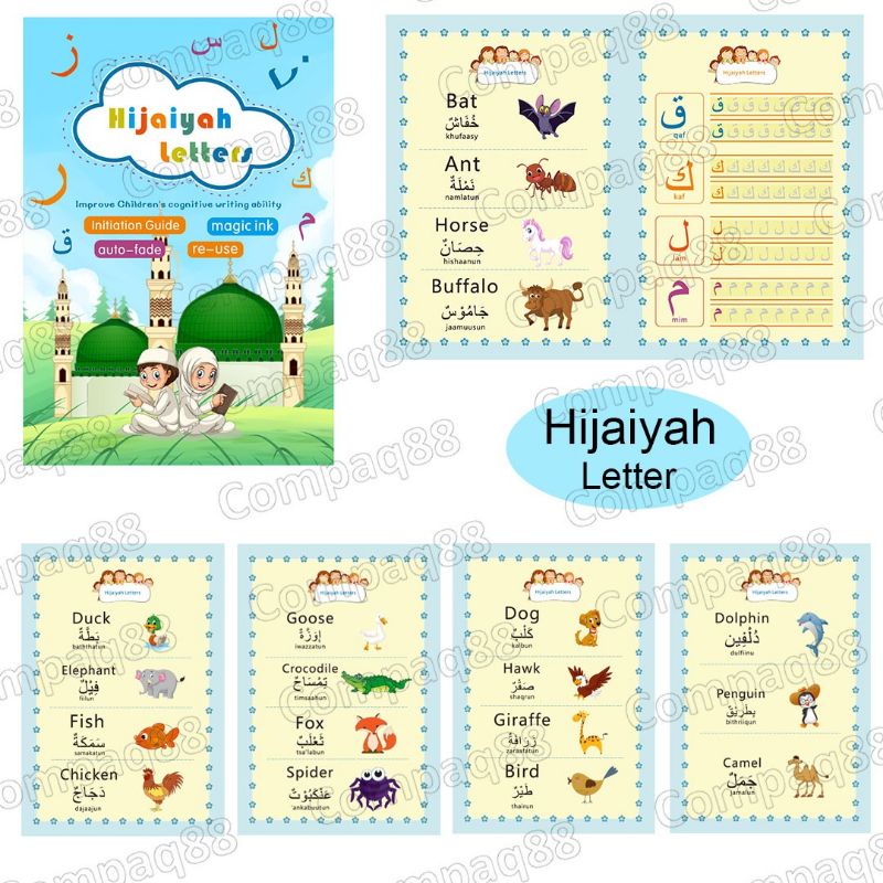 1 Set 2 Buku Magic Pratice Book Hijaiyah &amp; Arabic Numbers Buku Belajar Menulis Buku Magic 3D