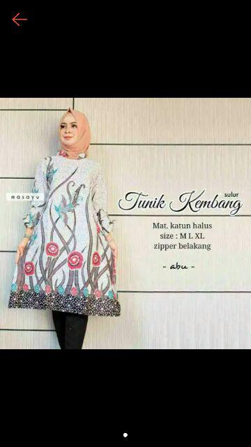 Tunik Batik Motif Ilalang Putih Eksklusif