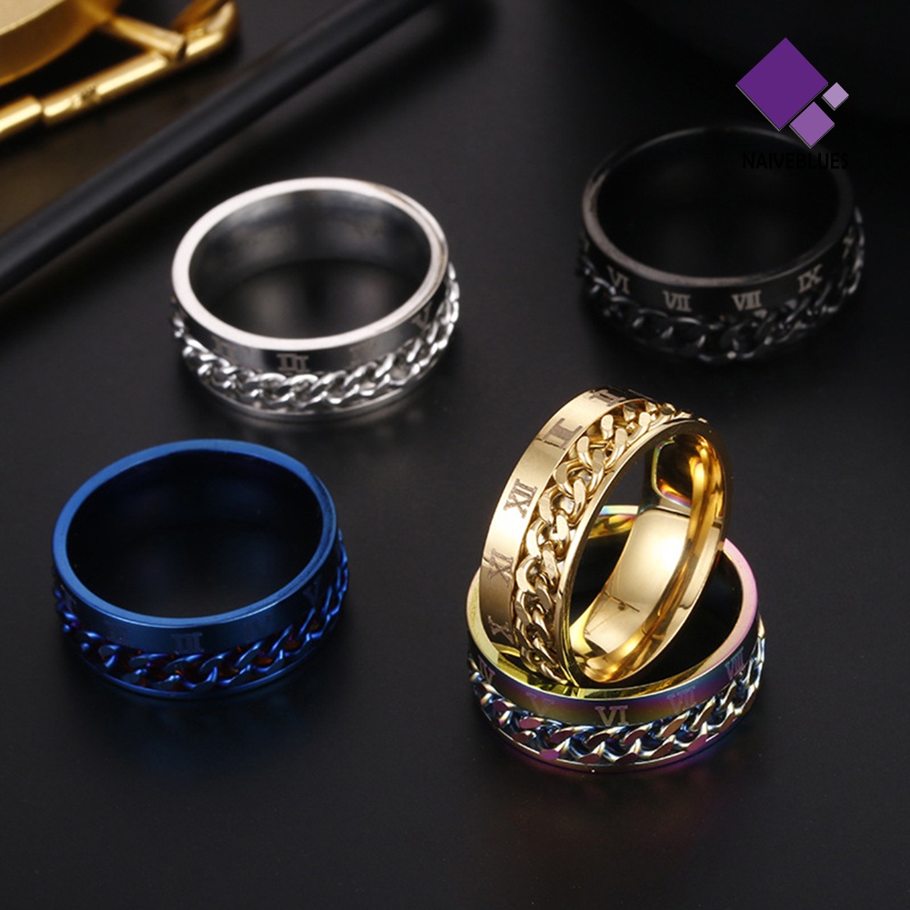 Naiveblue Cincin Titanium Steel Model Rantai Twist Gaya Roma Untuk Unisex / Pria / Wanita / Pesta / Hadiah