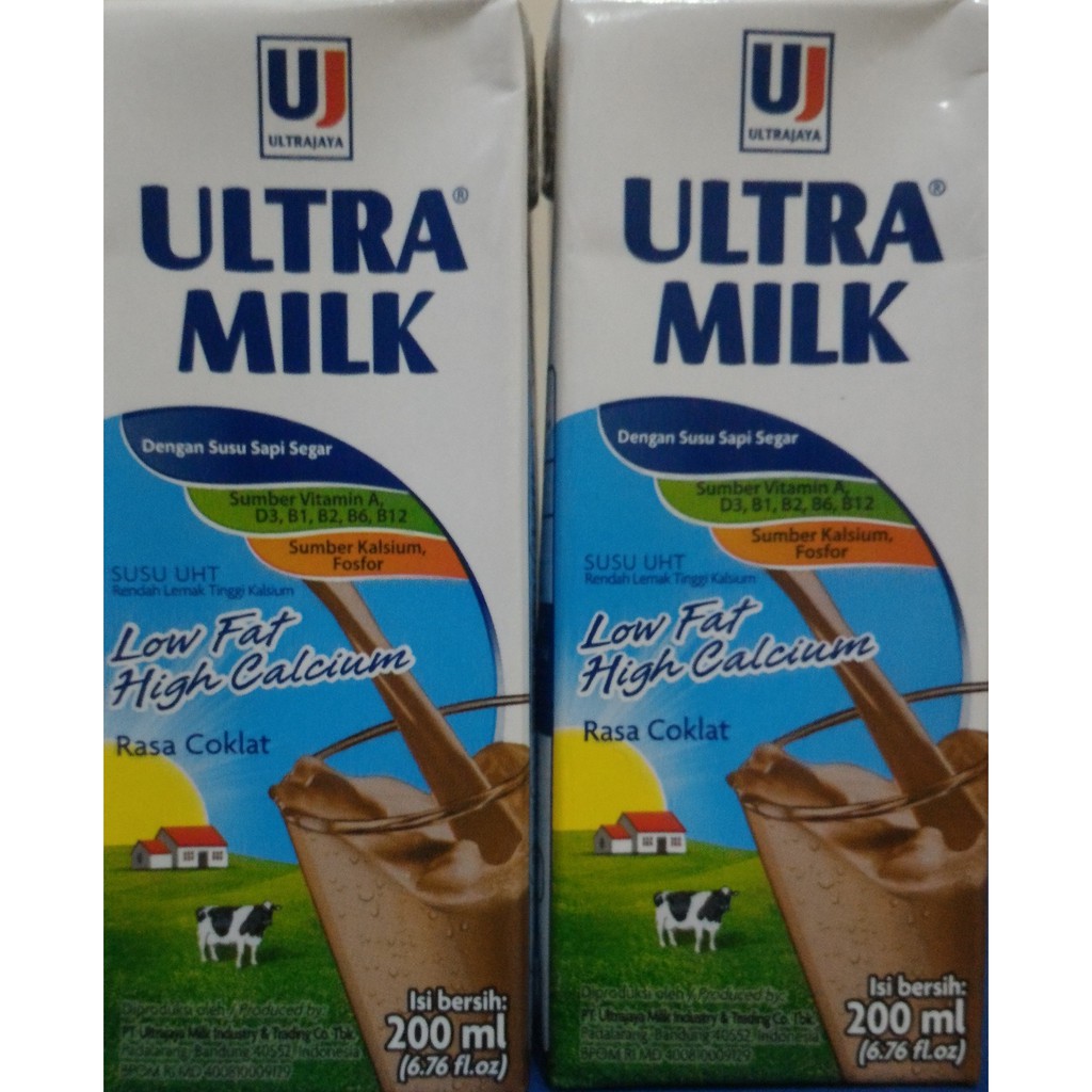 GO-SEND - Susu UHT Ultra Milk Low Fat - High Calcium 200ml Plain / Coklat