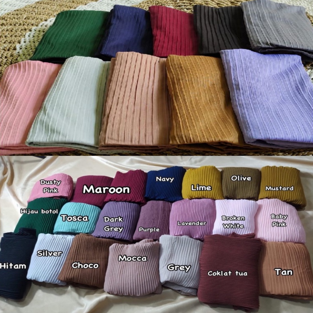 Pashmina PLISKET Premium | Kerudung Persegi Panjang | Hijab Jilbab Pashmina Plisket-1