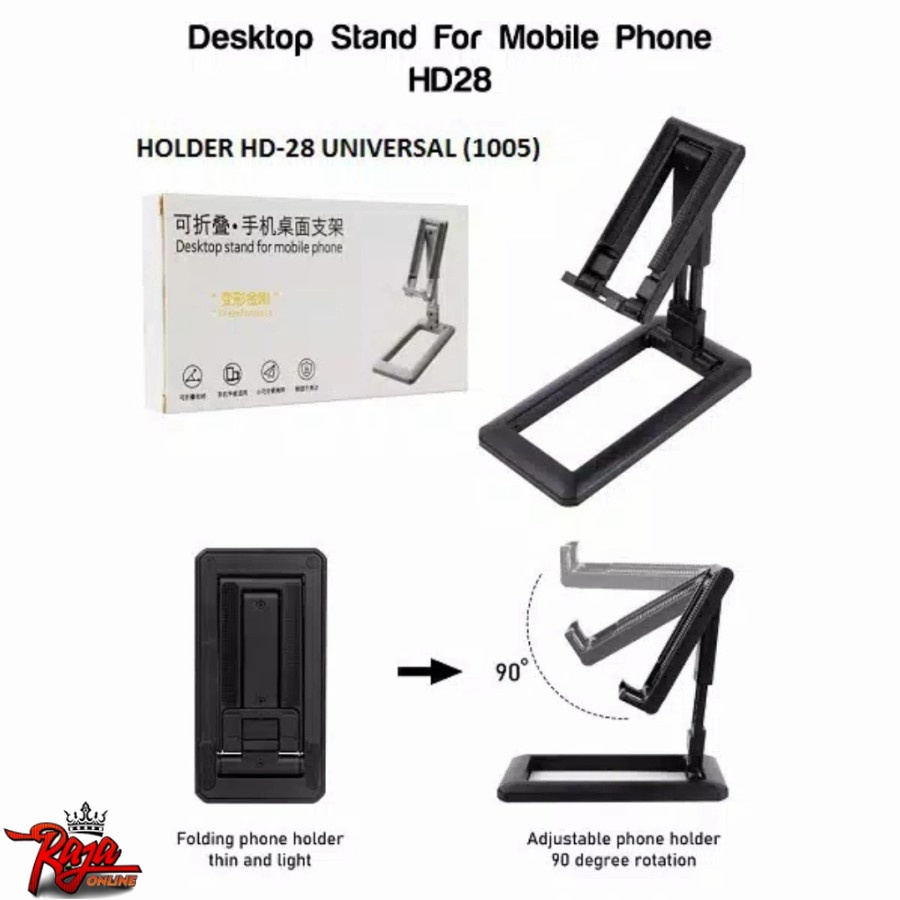 HD28-Folding Desktop Phone Holder Lipat Universal Support Stand