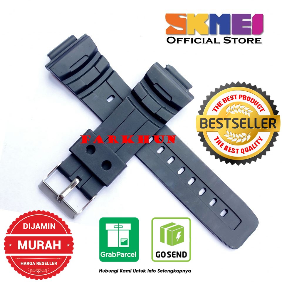 BAND KARET SKMEI 1243 1304 TERMURAH STRAP TALI JAM TANGAN SKM KALEP BLACK RUBBER HITAM BEST SELLER