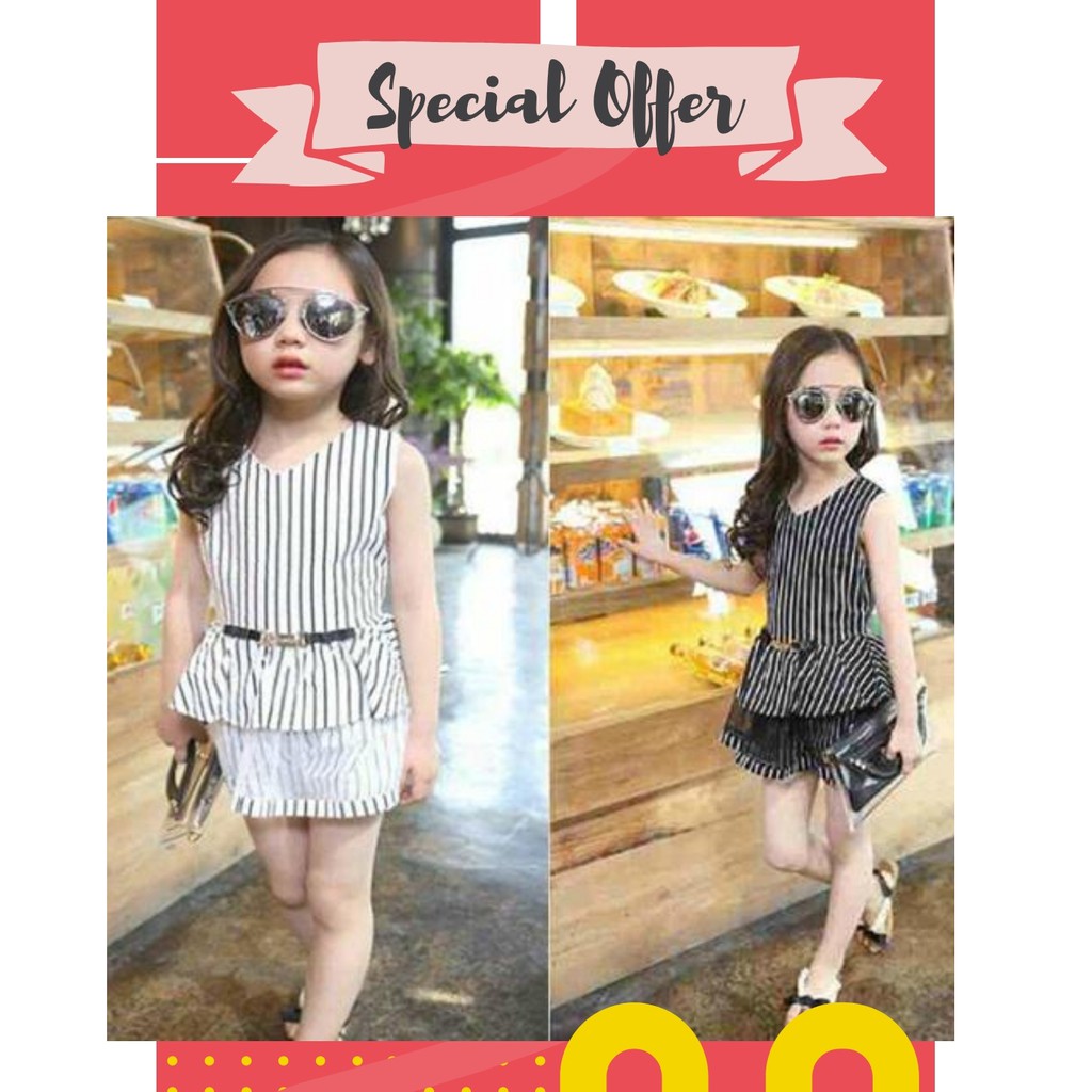  DRESS  ANAK  KOREA STRIPE DRESS  ANAK  PEREMPUAN IMPORT  