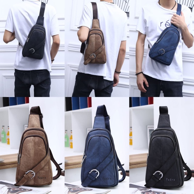 W*PEDRO FERNANDO LEATHER SLING BAG FOR MAN N83*