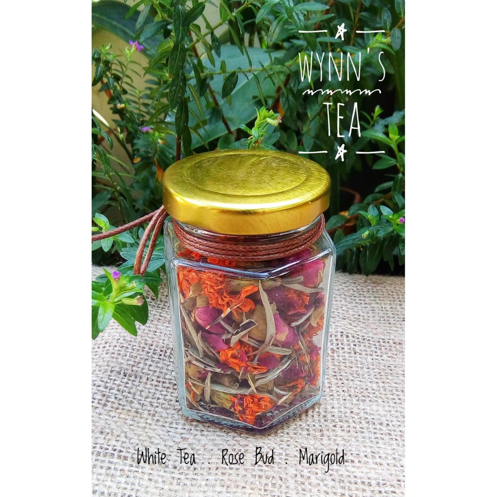 

Mix Flower Tea Rose Bud Marigold White Tea in a Jar
