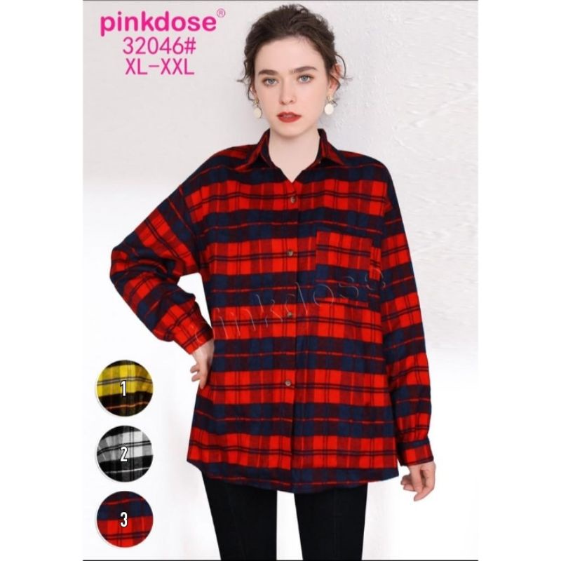 KEMEJA FLANNEL IMPORT PINKDOSE 32046 CARDIGAN FLANEL OUTER OVERSIZE ATASAN
