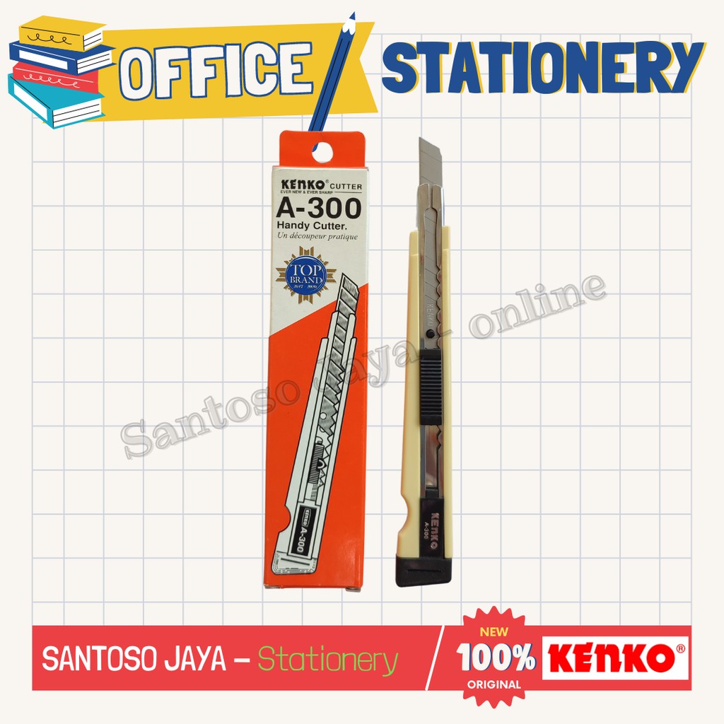 

Cutter KENKO A-300 - Pisau Pemotong Kertas - Kater KENKO A300 - 9mm
