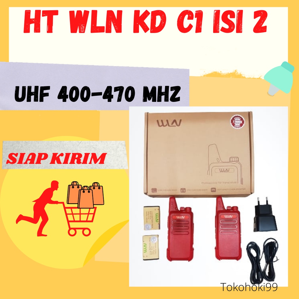 PROMO MURAH HT WLN KD-C1 UHF MERAH SEPASANG HT WLAN KDC1 UHF