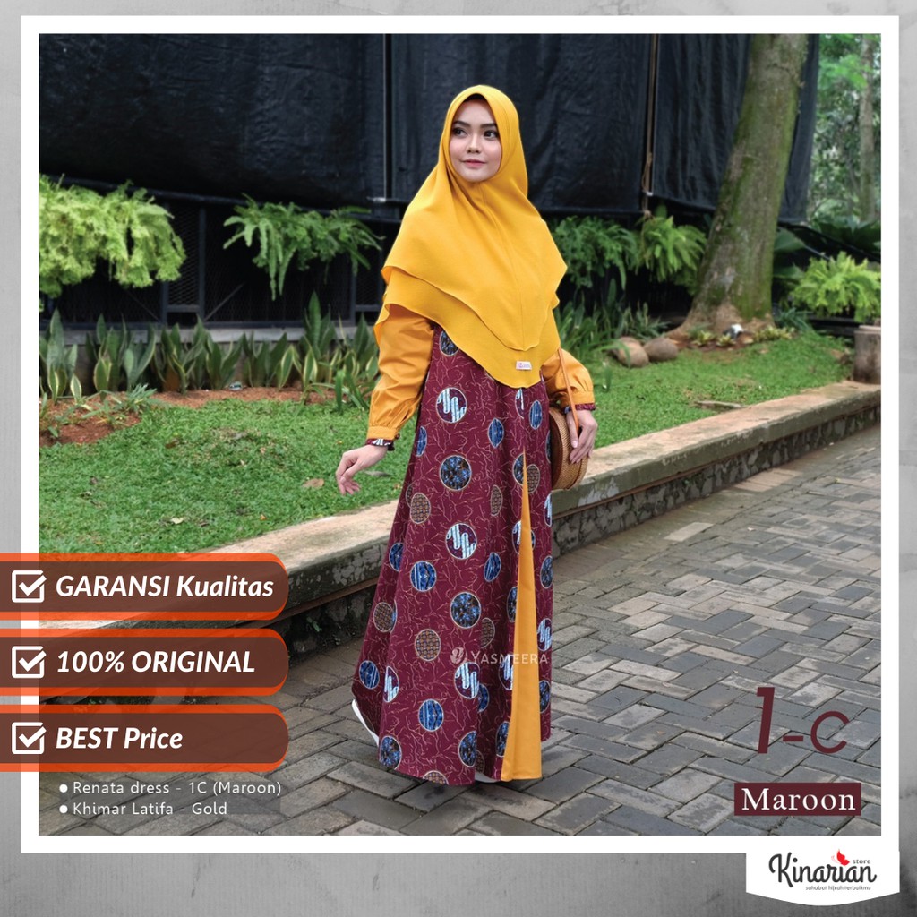 Gamis Yasmeera - RENATA dress Yasmeera - GAMIS BATIK motif Terbaru - Busana Muslim Syari Modern