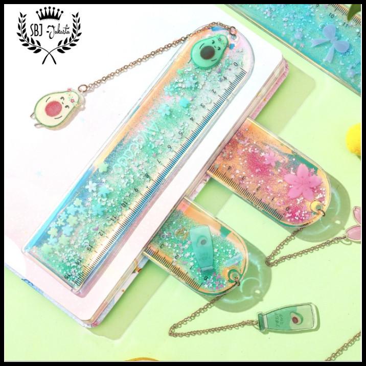 

Penggaris Plastik Glitter Bookmark Laser Quicksand Ruler 15 Cm - Avocado