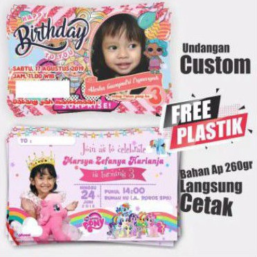 UNDANGAN ULANG TAHUN ANAK CUSTOM / UNDANGAN MURAH