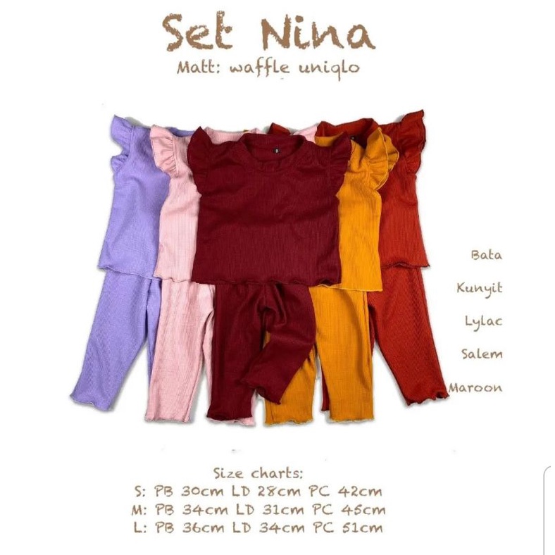 SET NINA ORI PINEAPPLE 1-3TH- SETELAN ANAK PEREMPUAN BAHAN WAFFLE UNIQLO