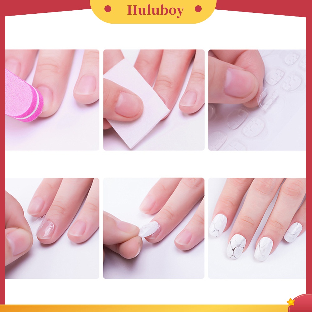 Huluboy Huluboy♡ 120pcs Stiker Kuku Palsu Dua Sisi Warna Transparan