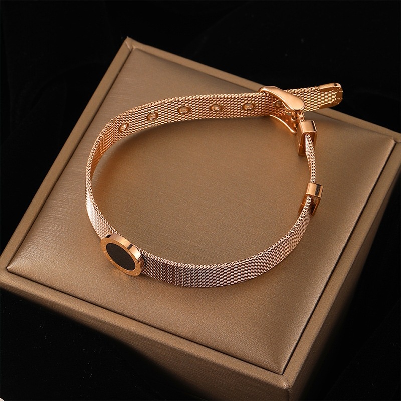 Gelang Bahan Titanium Steel Warna Rose Gold