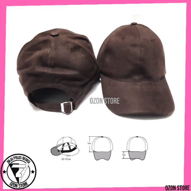 Topi Baseball Distro Caps Polos Pengait Besi Bahan Rapel Premium - Coklat Kopi