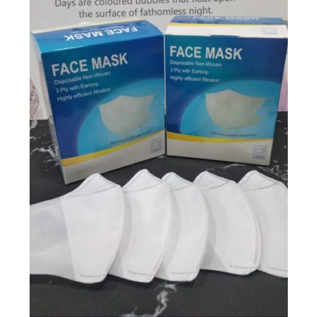 Masker duckbill earloop 3ply dewasa putih hitam face mask isi 50pcs duckbil medis kesehatan viral-3