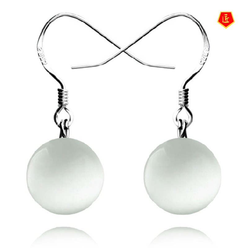 [Ready Stock]Simple Temperament Opal Silver Earrings