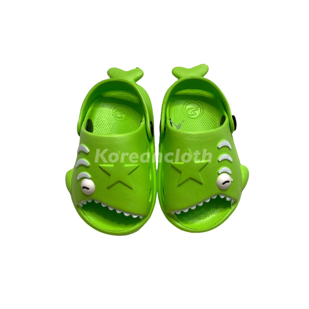 Dulux 371E Sandal Anak Selop Tali belakang Motif Ikan Hiu Paus Baby Shark Merek Dulux Ukuran 20-25