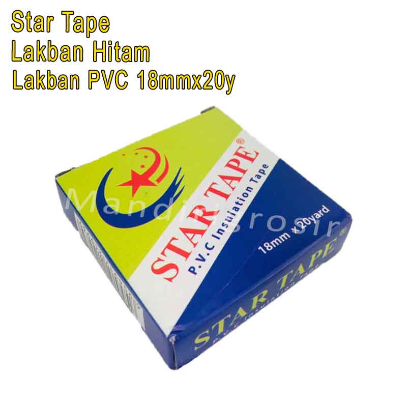 Lakban Hitam * Star Tape * Lakban PVC * 18mm x 20yard