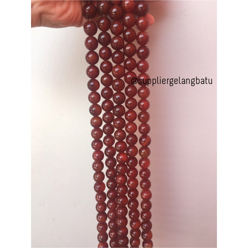 Manau Merah Red Carnelian Agate Batu Gelang Kalung Garnet 12mm Akik Cina Korea Natural Rare koleksi